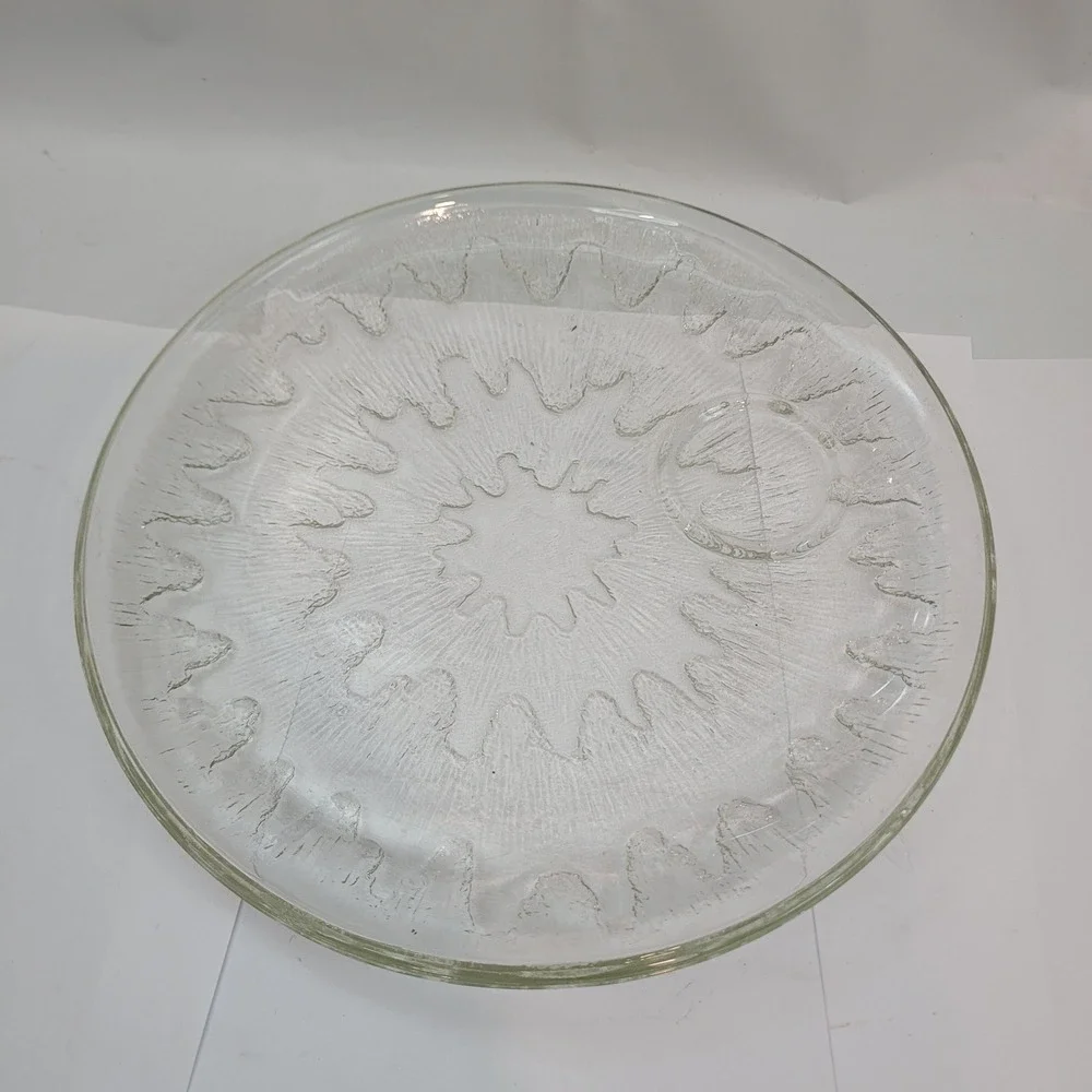 Iittala Ultima Thule Platter Clear Textured Glass 11.5in Tapio Wirkkala